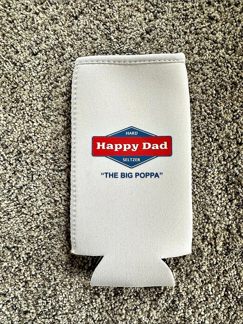Happy Dad The Big Poppa Can Sleeve Can Cooler White Like New